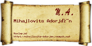 Mihajlovits Adorján névjegykártya